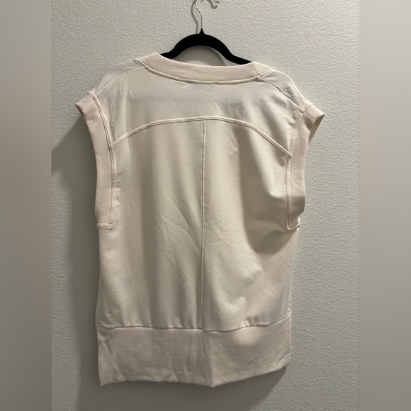 Athleta Retroterry V-Neck Sweatshirt Tee in cream, Size S - Picture 3 of 6